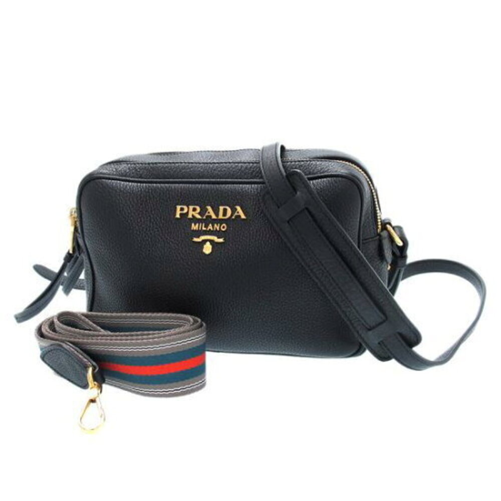 Prada Vitello Phenix Vitello Daino leather camera crossbody bag black